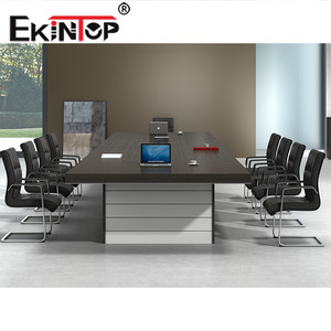 Mesa de conferencias Ekintop de 240 cm, mesa de reuniones de madera maciza con juego de sillas para sala de juntas - Product Image 4