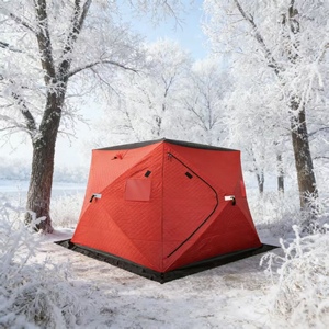Grande tente de pêche sur glace isolée, carrée, double couche, en coton épais, résistante au froid, pour l'hiver et l'extérieur - Product Image 2