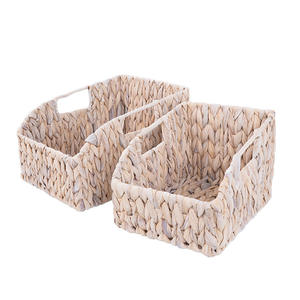 Bobai – panier de rangement rectangulaire tissé à la main, ensemble de deux organisateurs de bureau grands et petits pour cosmétiques et télécommandes - Product Image 3