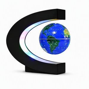 Globe terrestre magnétique lévitant de 8,5 cm, carte du monde HD, rotation à 360°, luxe moderne, blocs de couleur, en plastique, pour bureau, étagère, présentoir, coffret cadeau - Product Image 1