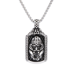 Yunnique – collier avec pendentif guerrier Viking en acier inoxydable pour hommes, design de visage géométrique, bijoux cadeau - Product Image 5