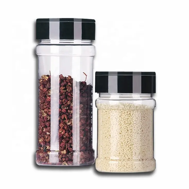 Groothandel 100G 150G 200G Keuken Peper Poeder Kruidkruik Met Label Lege Zout Shaker Plastic Spice Fles potten Voor Verpakking