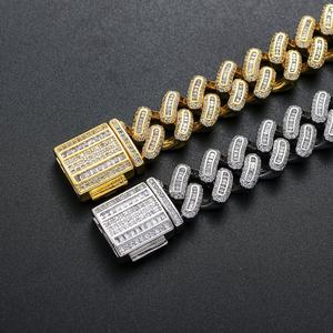 Collar Cubano de Cadena Baguette, Chapado en Rodio y Oro, Estilo Europeo Americano para Hombre, Regalo - Product Image 5