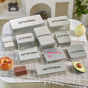 Boîtes vides en métal argenté de qualité alimentaire Boîtes rectangulaires en fer blanc vides avec couvercles pour biscuits, gâteaux, bonbons, artisanat - Product Image 2