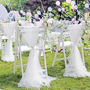 XinLan Nouveau Voile de Chiffon Léger de 20 pieds pour Décoration Minimaliste Extérieure, <span class=keywords><strong>Mariage</strong></span>, Photos, Fête de Fiançailles, Blanc - Product Image 4