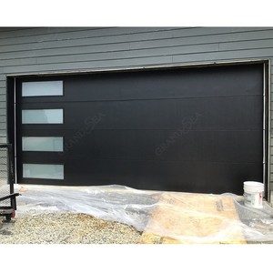 <span class=keywords><strong>Porte</strong></span> de <span class=keywords><strong>garage</strong></span> sectionnelle inclinable moderne en acier isolé, design noir, automatique - Product Image 5