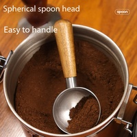 Cuillère doseuse à café en acier inoxydable Dingyue avec manche en bois, cuillère de dosage précise pour poudre de café, accessoire pour barista