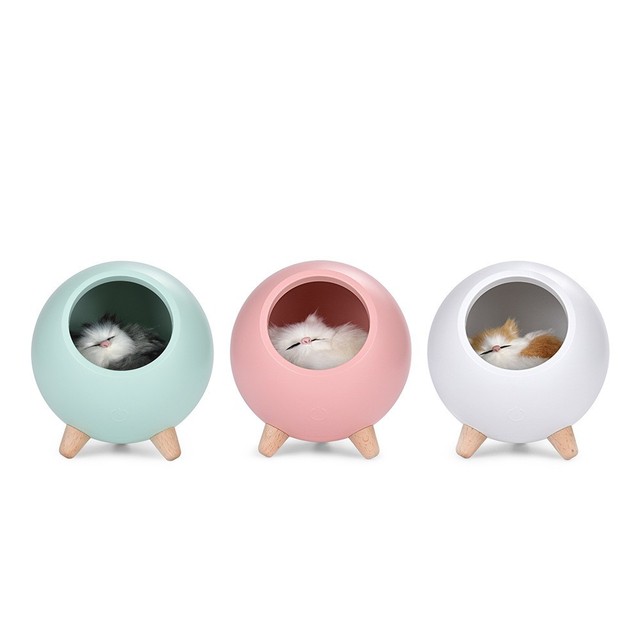 Creative and Cute Cat USB Charging Touch Atmosphere Room Bedroom Bedhead with Sleeping Music Night Light  Table Lamp
