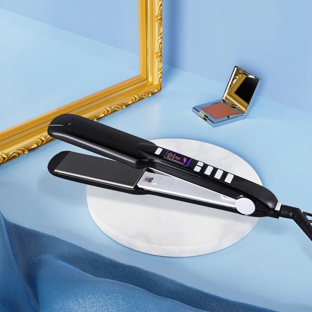 Professional Titanium Salon 250C Wide Gorgeous Pro Global Tech Keratin Treatment Flat Iron Hair Straightener