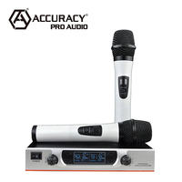 Microphone sans fil portable à double canal précision Pro Audio VHF-766, micro bluetooth, carte son pour streaming en direct