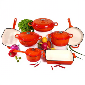Juego de ollas de siete piezas esmaltadas, incluye olla para sopa, olla para guisos, sartén, bandeja para hornear, diseño moderno, utensilios de cocina universales para el hogar. - Product Image 2