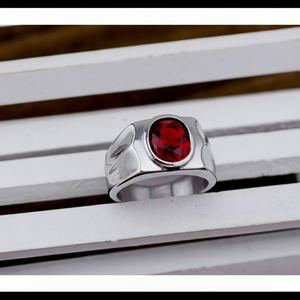 โกเมนธรรมชาติรูปไข่ 925 เงินสเตอร์ลิงผู้ชายแหวน BEZEL การตั้งค่าผู้ชายงานแต่งงานและปาร์ตี้ GIF แหวนสําหรับเขา - Product Image 1