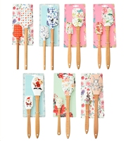 Kit de spatules à fleurs en silicone antiadhésives écologiques modernes avec manche en bois, outil de pâtisserie pour la crème de Noël, marque ZMMY en stock