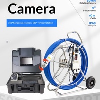 Caméra endoscopique industrielle haute définition IP68, éclairage LED rotatif à 360 degrés, caméra d'inspection de tuyaux portable de 9 pouces, 8X
