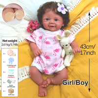 Poupée Reborn en Silicone Platine Souple de 17 Pouces, Bébé Fille en Silicone Solide, Compagnon pour Enfants, Poupées Artisanales