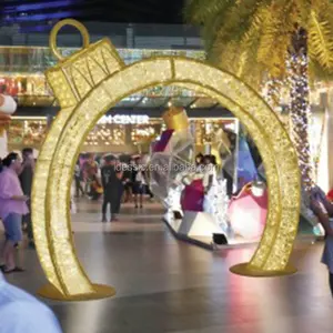 Outdoor Christmas light LED lights gold arches for holiday decoration shopping mall