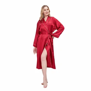 Pure color 100% mulberry silk robes 2022 luxury silk summer for women sexy pajamas long kimono
