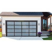 Porte de garage automatique moderne en verre ZYMH, design américain, sectionnelle, en alliage d'aluminium, couleur noire, miroir, style élégant et contemporain