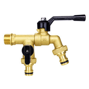 Robinet en cuivre noir doré Tangke à double sortie, anti-gel à 4 points, robinet à ouverture rapide pour douche extérieure - Product Image 1