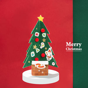 Kit de artesanía de árbol de Navidad de fieltro DIY para niños, decoración de árbol de Navidad de tela no tejida con adornos 3D, perfecto para mesa de vacaciones - Product Image 5