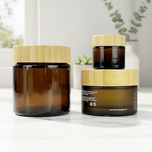 Tarro de Crema Cosmética de Vidrio Esmerilado Transparente, Envase para el Cuidado de la Piel con Logotipo Serigrafiado, 10g 20g 30g 50g 100g, Tarro de Crema Facial con Tapa de Bambú - Product Image 2