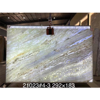 Panneau mural en marbre rétroéclairé, carrelage de sol, dalle de marbre transparente bleu clair, cristal de pierre, dalle de marbre bleu diamant, calcite