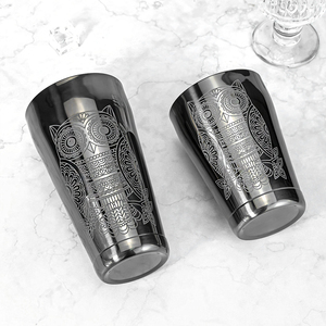 <span class=keywords><strong>Shaker</strong></span> Boston en acier inoxydable poli miroir 850/550 ml, gravé sur mesure avec un motif hibou, pour <span class=keywords><strong>barman</strong></span>, mélange de cocktails et boissons - Product Image 3