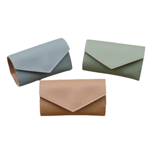 Envelope Shape PU Leather Jewelry Pouch Foldable Magnetic Snap Closure Modern Style for Jewelry Storage in Gray Green Beige - Product Image 1