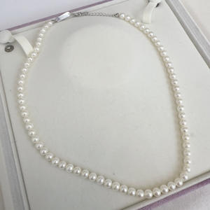 Collier de perles blanches en forme de papillon à perle unique, perle d'eau douce ronde de 5,5 à 6 mm, argent S925, perle blanche de 7 à 8 mm - Product Image 3