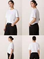 T-shirt en coton pour femme, col rond, grande taille, décontracté, mode estivale, couleur unie, doux, basique, hauts féminins, design simple