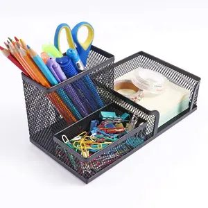 Foska网状固定式组织器坚固耐用的钢丝隔层笔架，用于办公室家庭学校桌面配件
