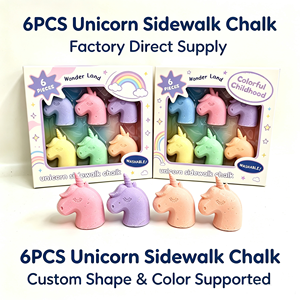 <span class=keywords><strong>Craie</strong></span> de trottoir géante licorne non toxique et sans poussière, 6 pièces, colorée, en sulfate de calcium, personnalisée pour les fêtes d'enfants - Product Image 3