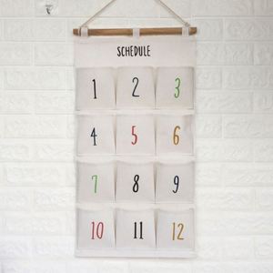 Sac de rangement numérique suspendu en coton et lin à 12 poches pour portes, murs et placards – Organisateur mural et de porte - Product Image 2