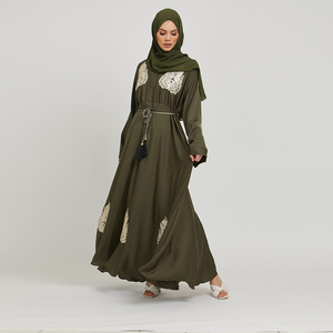 Vêtements musulmans mode 3D broderie florale Cardigan islamique femmes longues robes Maxi - Product Image 6