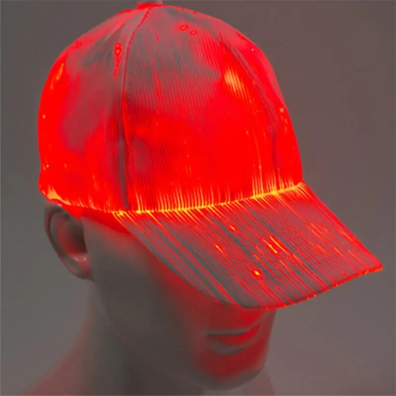 Yeni yanıp sönen Led Fiber optik şapka gece lambası dahili pil konser Neon parlayan şapka balıkçı beyzbol şapkası