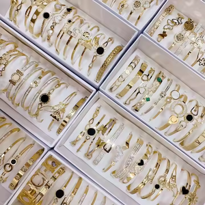 Bán Buôn Đồ trang sức thời trang 18K vàng ngẫu nhiên phong cách giá rẻ thép không gỉ hỗn hợp Vòng đeo tay thiết lập Kim Cương Bangles đối với phụ nữ - Product Image 3