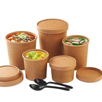 Gobelet à soupe jetable en papier kraft de qualité alimentaire 4oz 8oz 12oz 16oz 26oz 32oz Contenant à soupe et nouilles à emporter Logo personnalisé