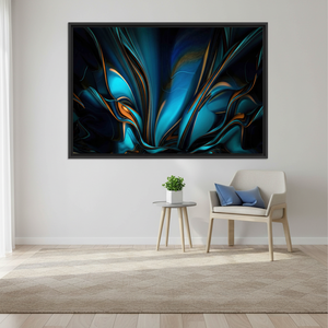 Abstract Blue and Orange Printed <b>Canvas</b> Art: Modern Wall Decor,BLACK <b>FRAMED</b> <b>CANVAS</b> - Product Image 3