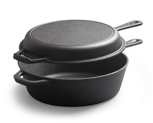 <span class=keywords><strong>Cocotte</strong></span> <span class=keywords><strong>en</strong></span> <span class=keywords><strong>fonte</strong></span> pré-assaisonnée antiadhésive de 26 cm avec longue poignée, compatible lave-vaisselle, pour usage domestique, <span class=keywords><strong>noire</strong></span>, gaz et induction - Product Image 1