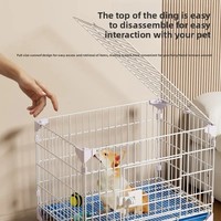 Cage métallique pour chien à assembler soi-même, empilable, avec plateau en plastique, cadre en fer antirouille, toit panoramique et plateau coulissant à vue 360°