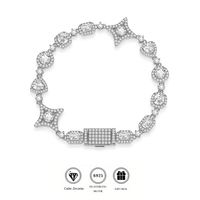 S925 Gümüş Çoklu Şekilli CZ Tenis Bilekliği 18K Altın Kaplama Yıldız Kalp Zirkon Ayarlanabilir Bağlantılı Bileklik Unisex Takı Hediyesi