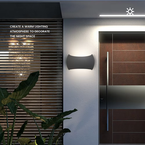 โคมไฟติดผนัง LED รูปทรงโค้งสีดำ สำหรับตกแต่งทางเดิน บันได หรือพื้นที่กลางแจ้ง ทำจากโลหะ - Product Image 3