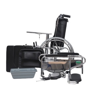 Fauteuil roulant manuel pliable et léger avec fonction inclinable pour personnes âgées et handicapées, construction en acier haute teneur en carbone, frein en U - Product Image 5