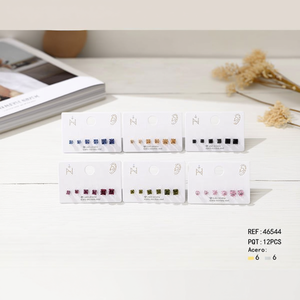 Orecchini a lobo Ncology con cristalli da 4mm, 5mm, 6mm, geometrici quadrati con strass, per donna, set di gioielli minimalisti alla moda - Product Image 3