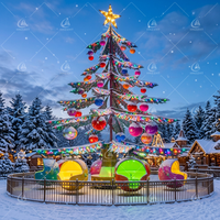 Manège Arbre de Noël pour Parc d'Attractions Familial, 32 Sièges Rotatifs, Lumières Festives, Effets Sonores, Contrôle de Sécurité, Amusement des Fêtes