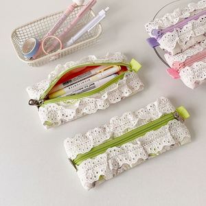 Simple Cosmetic Storage Bags Student Women School Office <b>Makeup</b> Lace Pencil Case Pouch - Product Image 1