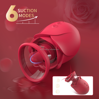 Meistverkaufter Rosen-Vibrator mit Saug- und Leckfunktion 3-in-1 G-Punkt Klitoris- und Brustwarzen-Stimulator