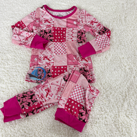 Ensemble de vêtements pour bébé en bambou, motif dessin animé, collection automne, 2 pièces, respirant, unisexe, pyjama, vêtements de nuit, vente en gros, en stock
