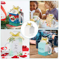 Boîte cadeau personnalisée blanche pour la fête des mères, pour tasse en céramique de 11 oz, sublimation, impression par transfert thermique, boîte en papier vierge, ruban