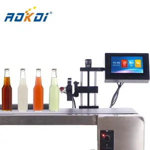 Aokdi Automatische Online Batch Codering Machine Qr Code Datum Printer Inkjet Markering Voor Vinyl Plastic Fles Doos Plastic Zak